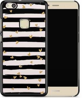 Casimoda Huawei P10 Lite hoesje - Hart streepjes Zwart