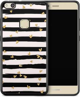 Casimoda Huawei P10 Lite hoesje - Hart streepjes Zwart