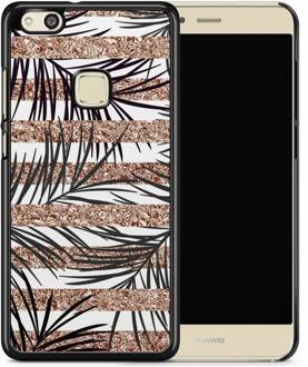 Casimoda Huawei P10 Lite hoesje - Rose gold leaves Zwart, Bruin/beige