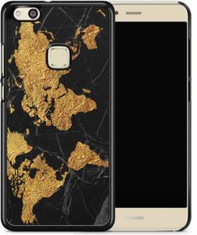 Casimoda Huawei P10 Lite hoesje - Wereldmap Zwart, Goudkleurig