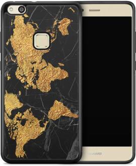 Casimoda Huawei P10 Lite hoesje - Wereldmap Zwart, Goudkleurig