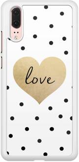 Casimoda Huawei P20 hoesje - Love dots Zwart, Wit, Goudkleurig