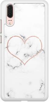 Casimoda Huawei P20 hoesje - Marmer hart Grijs/zilverkleurig