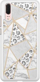Casimoda Huawei P20 hoesje - Stone & leopard print Grijs/zilverkleurig