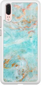 Casimoda Huawei P20 hoesje - Turquoise marmer Blauw