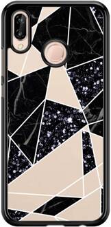 Casimoda Huawei P20 Lite hoesje - Abstract painted Zwart, Bruin/beige