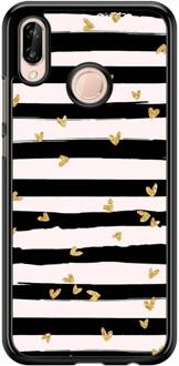 Casimoda Huawei P20 Lite hoesje - Hart streepjes Zwart