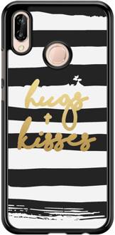 Casimoda Huawei P20 Lite hoesje - Hugs & kisses Zwart, Wit