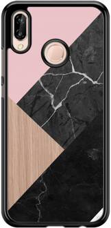 Casimoda Huawei P20 Lite hoesje - Marble wooden mix Multi