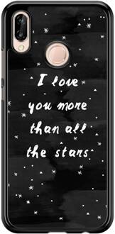Casimoda Huawei P20 Lite hoesje - Stars love quote Zwart