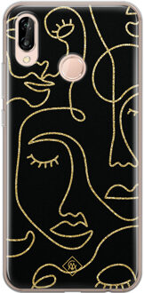 Casimoda Huawei P20 Lite siliconen hoesje - Abstract faces Zwart
