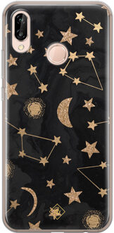 Casimoda Huawei P20 Lite siliconen hoesje - Counting the stars Zwart, Goudkleurig