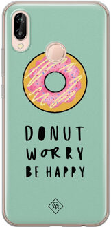 Casimoda Huawei P20 Lite siliconen hoesje - Donut worry Roze