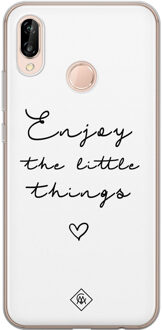 Casimoda Huawei P20 Lite siliconen hoesje - Enjoy life Zwart, Wit