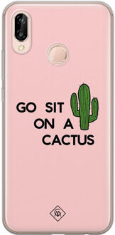 Casimoda Huawei P20 Lite siliconen hoesje - Go sit on a cactus Roze