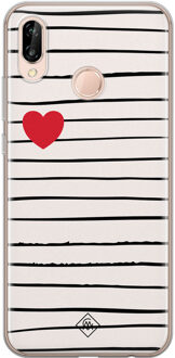 Casimoda Huawei P20 Lite siliconen hoesje - Heart queen Bruin/beige
