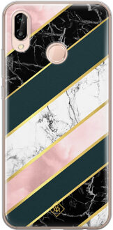Casimoda Huawei P20 Lite siliconen hoesje - Marble stripes Multi