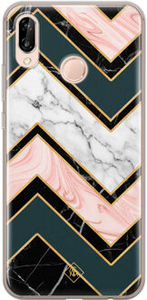 Casimoda Huawei P20 Lite siliconen hoesje - Marmer triangles Multi