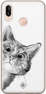 Casimoda Huawei P20 Lite siliconen hoesje - Peekaboo Zwart, Wit