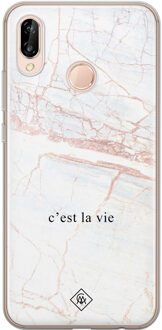 Casimoda Huawei P20 Lite siliconen telefoonhoesje - C'est la vie Bruin/beige