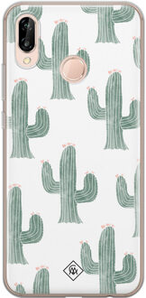 Casimoda Huawei P20 Lite siliconen telefoonhoesje - Cactus print Groen