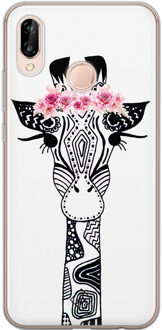 Casimoda Huawei P20 Lite siliconen telefoonhoesje - Giraffe Zwart, Wit