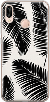 Casimoda Huawei P20 Lite siliconen telefoonhoesje - Palm leaves silhouette Zwart