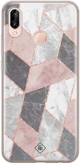 Casimoda Huawei P20 Lite siliconen telefoonhoesje - Stone grid Roze