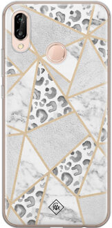 Casimoda Huawei P20 Lite siliconen telefoonhoesje - Stone & leopard print Bruin/beige