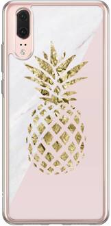 Casimoda Huawei P20 siliconen hoesje - Ananas Grijs/zilverkleurig, Roze, Goudkleurig