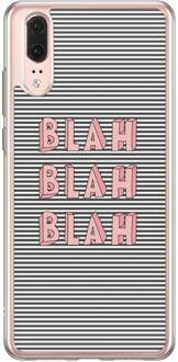 Casimoda Huawei P20 siliconen hoesje - Blah blah blah Zwart, Roze