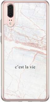 Casimoda Huawei P20 siliconen hoesje - C'est la vie Grijs/zilverkleurig