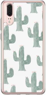 Casimoda Huawei P20 siliconen hoesje - Cactus print Groen