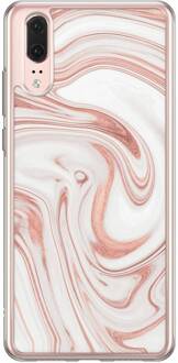 Casimoda Huawei P20 siliconen hoesje - Drama peach marble Roze