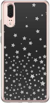 Casimoda Huawei P20 siliconen hoesje - Falling stars Zwart, Grijs/zilverkleurig