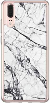 Casimoda Huawei P20 siliconen hoesje - Grijs marmer Grijs/zilverkleurig