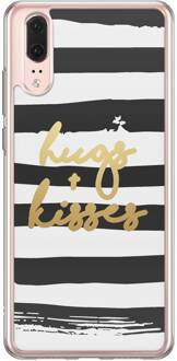 Casimoda Huawei P20 siliconen hoesje - Hugs + kisses Zwart, Goudkleurig