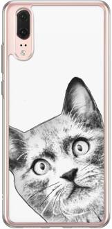 Casimoda Huawei P20 siliconen hoesje - Kiekeboe kat Zwart