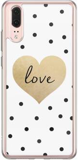 Casimoda Huawei P20 siliconen hoesje - Love dots Goudkleurig