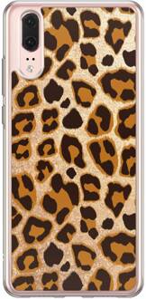 Casimoda Huawei P20 siliconen hoesje - Luipaard print Bruin/beige, Goudkleurig