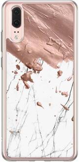 Casimoda Huawei P20 siliconen hoesje - Marble splash Bruin/beige