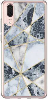 Casimoda Huawei P20 siliconen hoesje - Marmer blauw