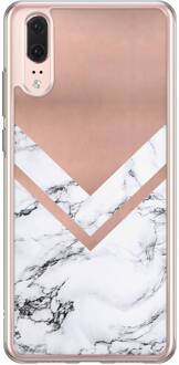 Casimoda Huawei P20 siliconen hoesje - Rose gold marble