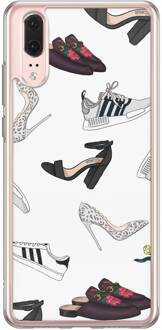 Casimoda Huawei P20 siliconen hoesje - Shoe stash Zwart, Wit