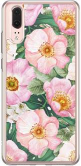 Casimoda Huawei P20 siliconen hoesje - Spring floral Roze, Multi