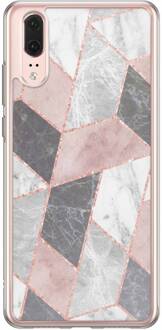 Casimoda Huawei P20 siliconen hoesje - Stone grid Roze