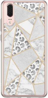 Casimoda Huawei P20 siliconen hoesje - Stone & leopard print Bruin/beige