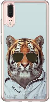 Casimoda Huawei P20 siliconen hoesje - Tijger wild Blauw