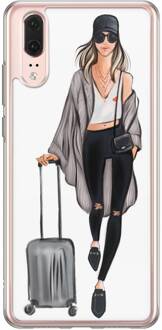 Casimoda Huawei P20 siliconen hoesje - Travel girl Multi