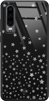 Casimoda Huawei P30 glazen hardcase - Falling stars Zwart